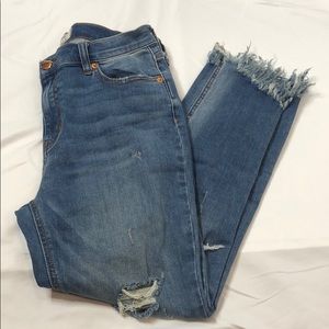Free People distressed high waisted frayed jeans